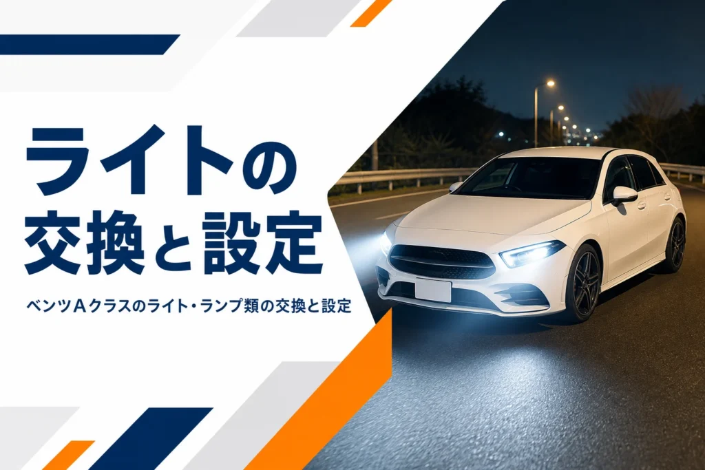 夜道をLEDヘッドライトで照らして走るコンパクトなハッチバック
