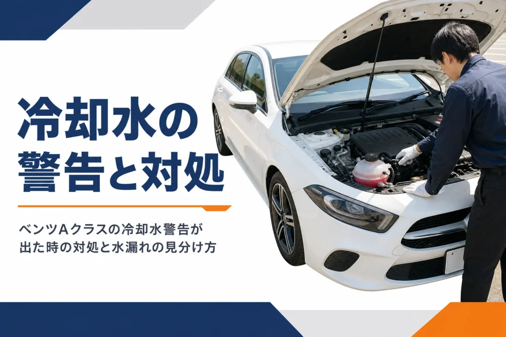 ボンネットを開けたハッチバックのエンジンルームと冷却水のタンク