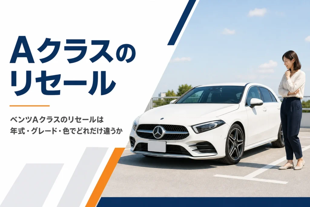 駐車場に停まる白いベンツAクラス