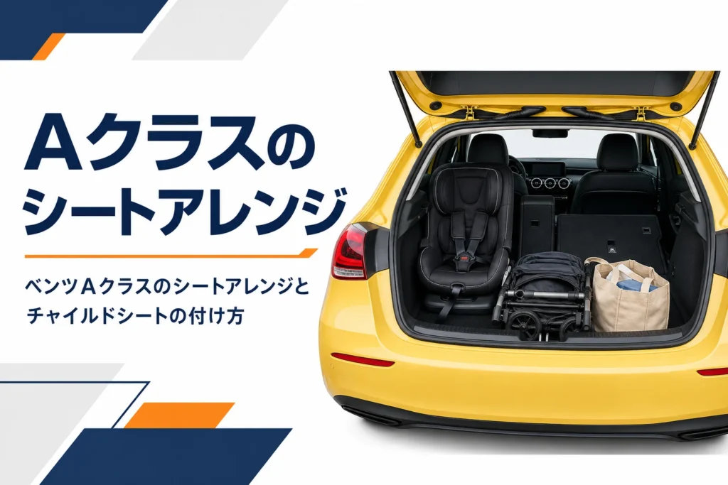 後部座席の片側を倒して荷物を積んだベンツAクラスの荷室