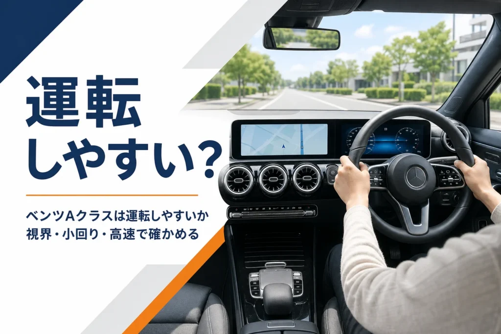 ベンツAクラスの運転席から見た前方の景色