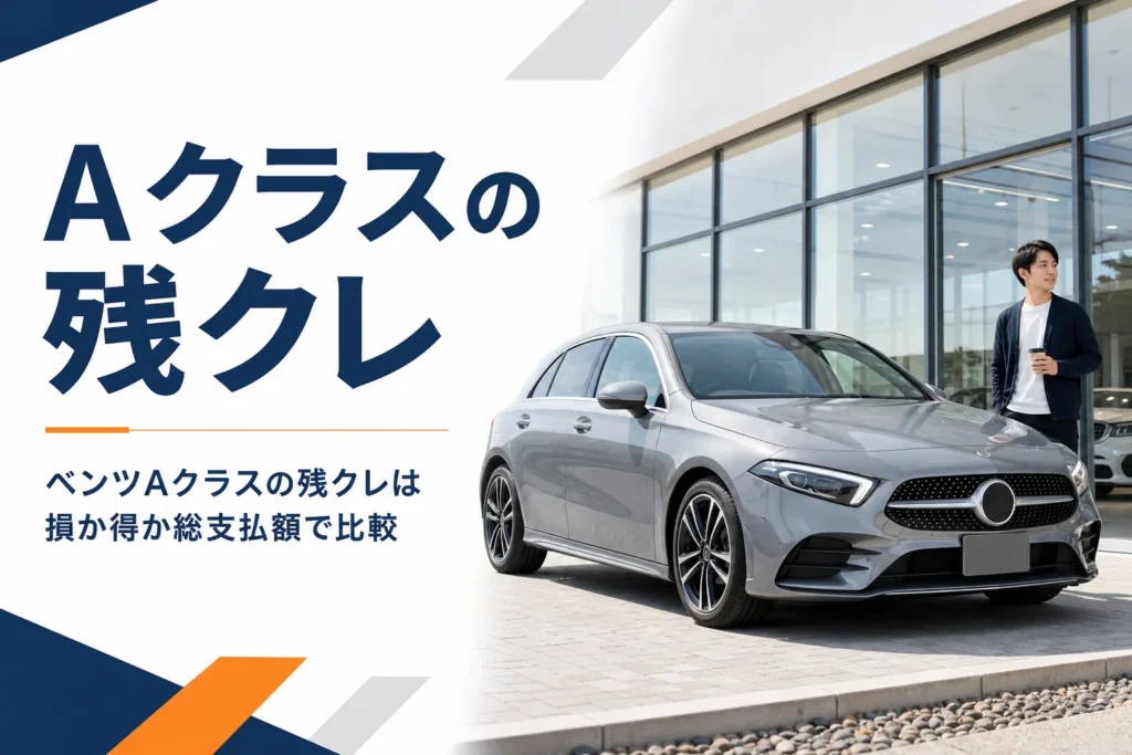 ショールーム前に停まるグレーのベンツAクラス